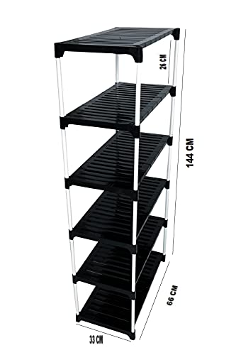 Dhani Creations Strong, Durable, Easy to Assemble Utility Foldable Multipurpose Shoe Rack for Home | Storage Rack for Footwear, Clothes, Book Rack Organizer 6 Shelves Shoe Stand