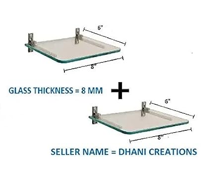 Dhani Creations Multipurpose Glass Stand Wall Mount Shelf TV Set Top Box Stand (Set of 2)