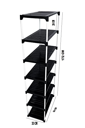 Dhani Creations Strong, Durable, Easy to Assemble Utility Foldable Multipurpose Shoe Rack for Home | Storage Rack for Footwear, Clothes, Book Rack Organizer 7 Shelves Shoe Stand