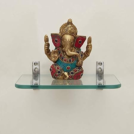 Dhani Creations Multipurpose Glass Wall Mount Shelf for TV Set Top Box, Wi-Fi, Cordless Phone, Mobile, Pooja - Living Room/Office/Home