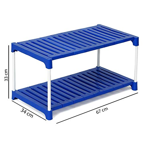 Dhani Creations Plastic Steps and Powder Coated Rods Foldable Multipurpose Shoe Racks with 2 Steps (Blue and Silver) Amazon.in: Home & Kitchen