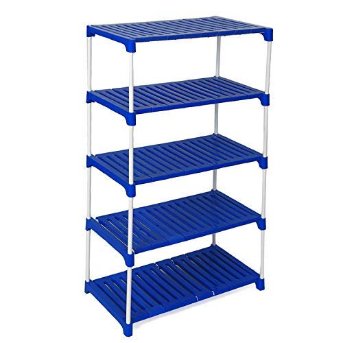 Dhani Creations Multi-Purpose Steel Foldable Shoe Rack with 5 Shelves (Plastic Steps and Powder Coated Rods, Blue) Amazon.in: Home & Kitchen