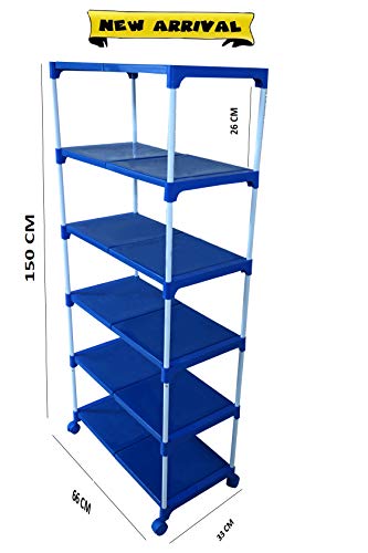 Dhani Creations Portable Multipurpose Racks for Shoes, Clothes, Books, Utility, Shoe Racks for Storage Organizer 6 Shelves Racks for Home, Office, Indoor & Outdoor, (6 Steps Rack)
