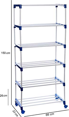 Dhani Creations Cabinet Shoe Rack Heavy Steel and Plastic Joint Multi-Purpose Shoe Rack with Wheels, 6 Shelf