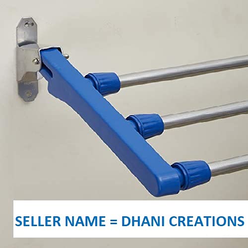Dhani Creations Mild Steel Wall Mounted Foldable Drying Stand Rack (Blue, Silver, 3 Pipe X 2 Feet/28 inches)