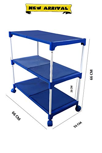 Dhani Creations Multi-Purpose Shoe Rack | 3 Tier Shoe Stand | Books Shelves & Cloth Racks Metal Rods with Plastic Shelf Shoe Rack for Home