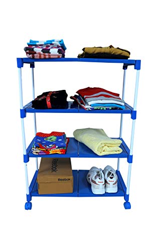 Dhani Creations Multipurpose Storage Rack Organizer for Footwear, Book Shelf, Clothes, Kitchen & Utility Racks, 4 Steps Steel Shoe Rack with Plastic Steps Shoes Stand for Home, Office, Bedroom