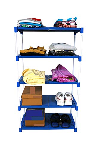 Dhani Creations 5-Layer Shoe Rack for Home & Entryway | Heavy Duty Metal Rods & Plastic Shelves | Multipurpose Storage Stand for Shoes, Clothes, Books & Toys | Space-Saving & Durable Organizer