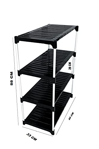 Dhani Creations Strong, Durable, Easy to Assemble Utility Foldable Multipurpose Shoe Rack for Home | Storage Rack for Footwear, Clothes, Book Rack Organizer 4 Shelves Shoe Stand