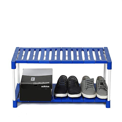 Dhani Creations Plastic Steps and Powder Coated Rods Foldable Multipurpose Shoe Racks with 2 Steps (Blue and Silver) Amazon.in: Home & Kitchen