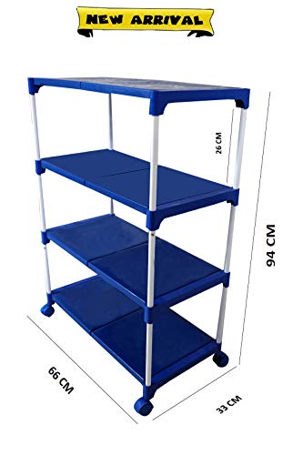 Dhani Creations Multipurpose Storage Rack Organizer for Footwear, Book Shelf, Clothes, Kitchen & Utility Racks, 4 Steps Steel Shoe Rack with Plastic Steps Shoes Stand for Home, Office, Bedroom