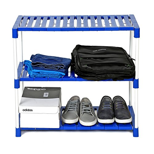 Dhani Creations Plastic Multipurpose 3 Steps Shoes, Clothes, Books and Utility Rack (Blue) Amazon.in: Home & Kitchen