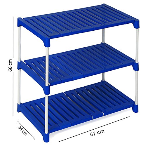 Dhani Creations Plastic Multipurpose 3 Steps Shoes, Clothes, Books and Utility Rack (Blue) Amazon.in: Home & Kitchen
