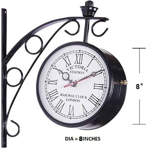 Dhani Creations Metal Station Clock (8 inch, White)