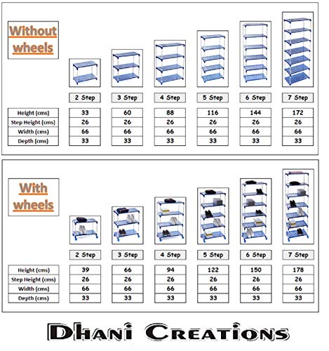 Dhani Creations Plastic Steps and Powder Coated Rods Foldable Multipurpose Shoe Racks with 2 Steps (Blue and Silver) Amazon.in: Home & Kitchen