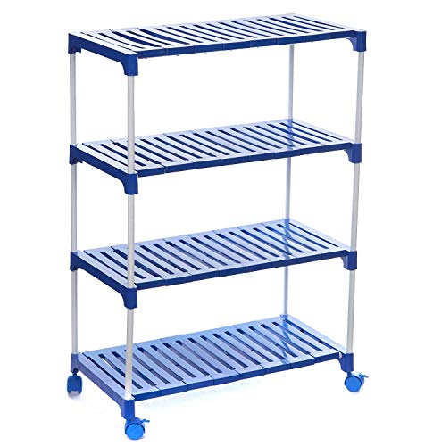 Dhani Creations Plastic Steps and Powder Coated Rods Multipurpose 4 Shelves/Layer Shoe Racks with Wheel for Home, Blue Amazon.in: Home & Kitchen