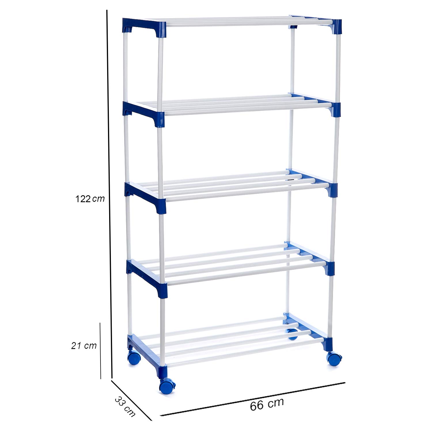 Dhani Creations Shoe Racks for Home Metal Foldable Shoe Rack with Wheels (5 Shelves)