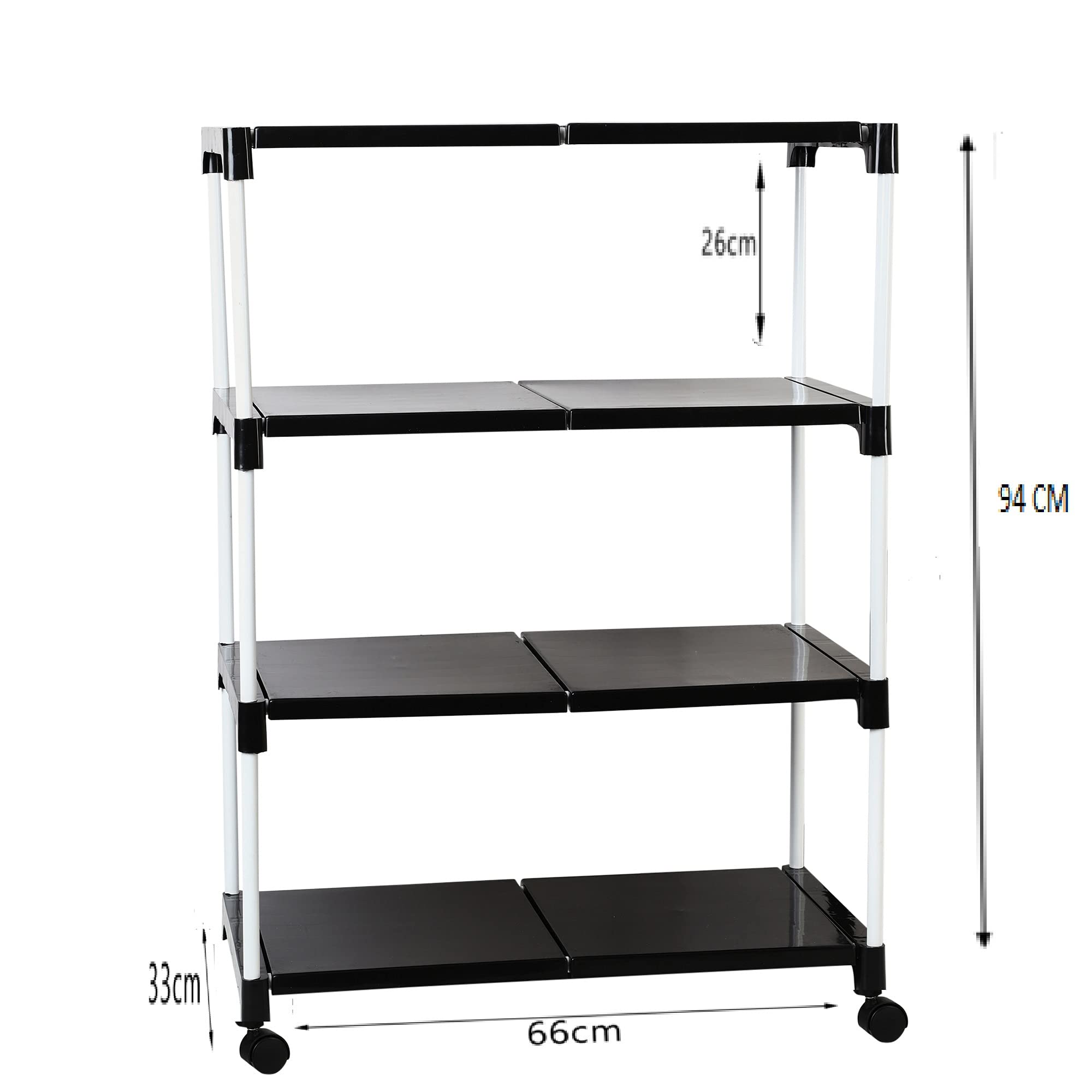 Dhani creation Extra Strong Multipurpose Rack for Shoes with Wheel, 4 Step (Black)