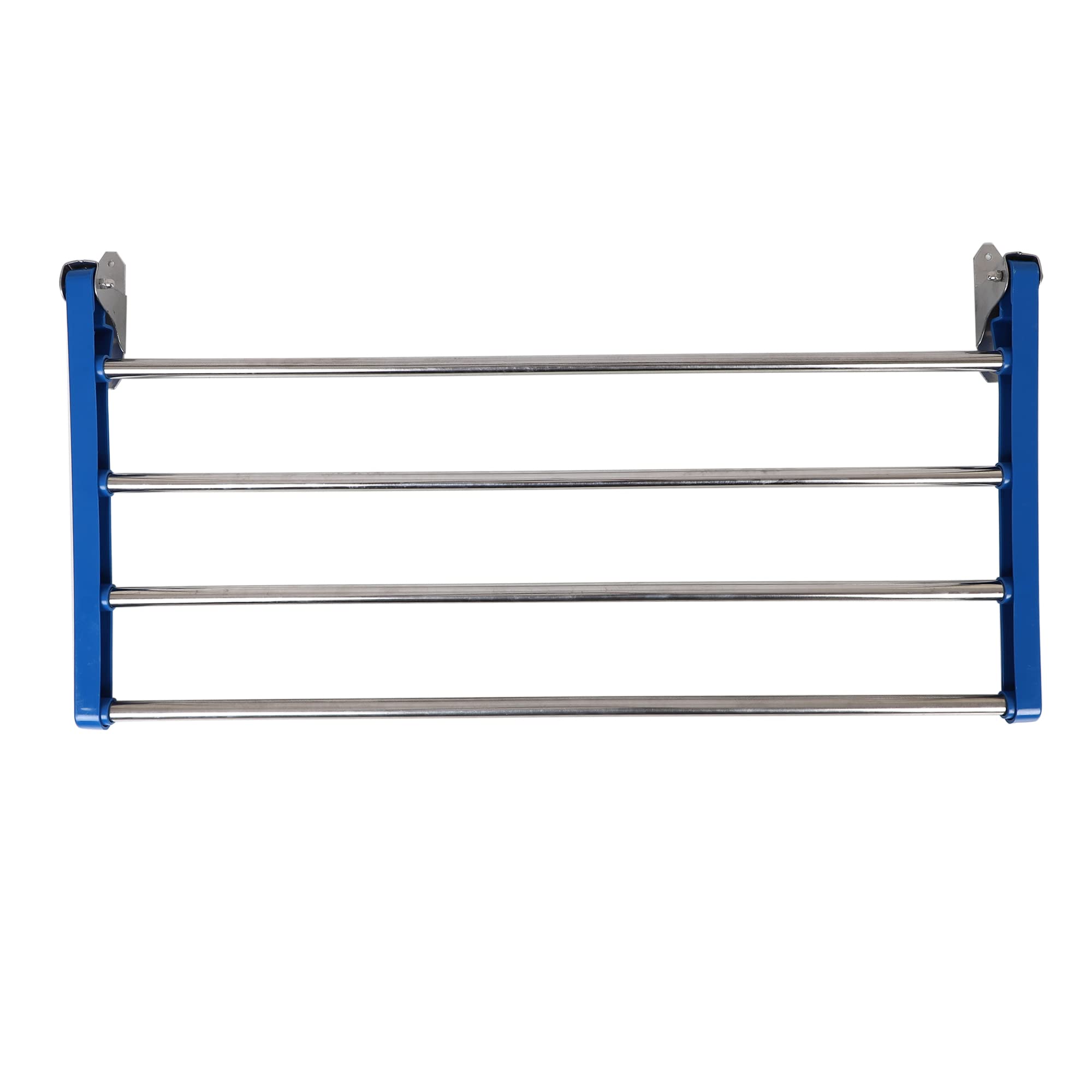 Dhani Creations Wall Mounted Clothes Drying Rack/Clothes Stand for Drying/Wall Cloth Stand Hanger/Foldable Cloth Drying Stand for Balcony/Indoor/Outdoor, 4 Pipes X 2 Feet/24 Inches (Blue)