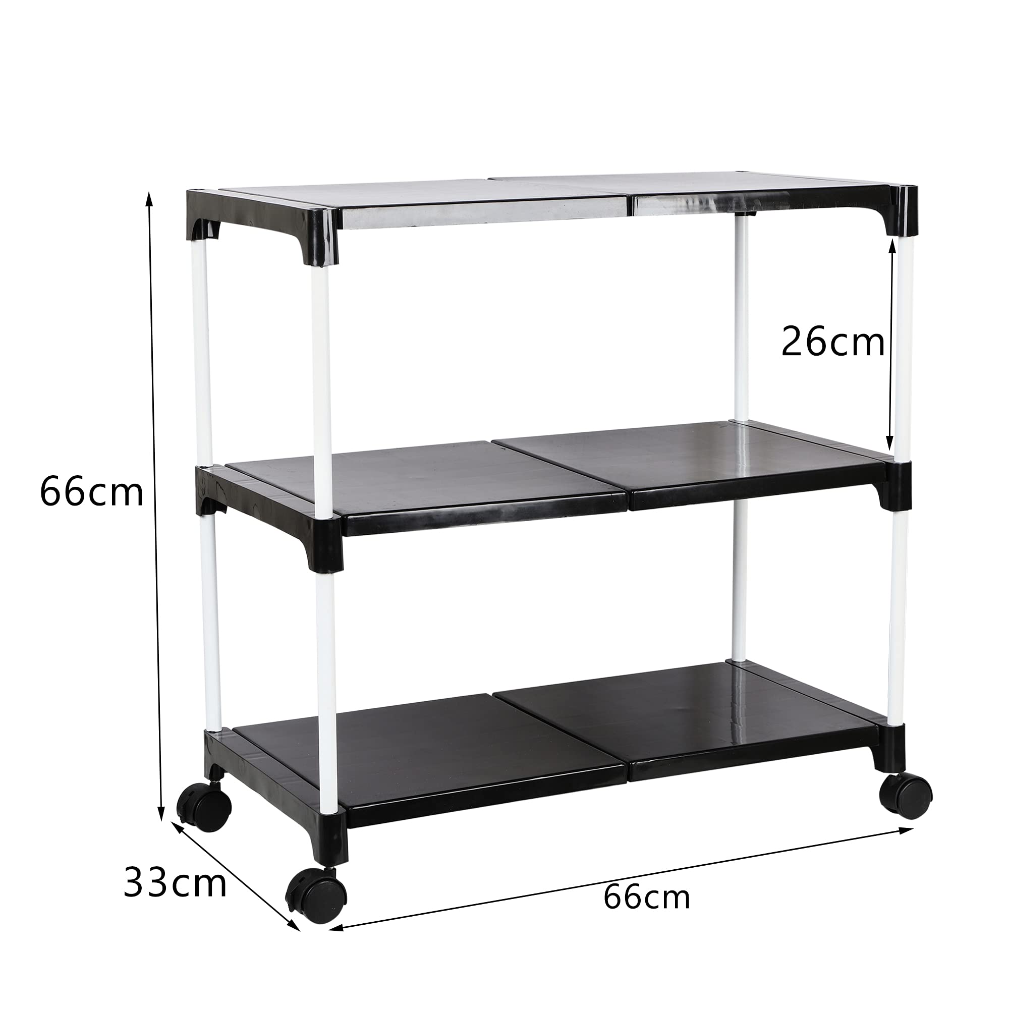 Dhani creation Extra Strong Multipurpose Rack for Shoes with Wheel, 3 Step (Black)