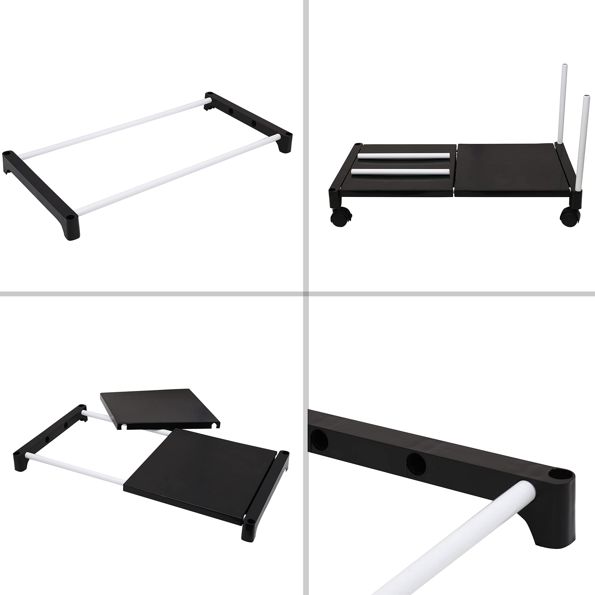 Dhani creation Extra Strong Multipurpose Rack for Shoes with Wheel, 4 Step (Black)