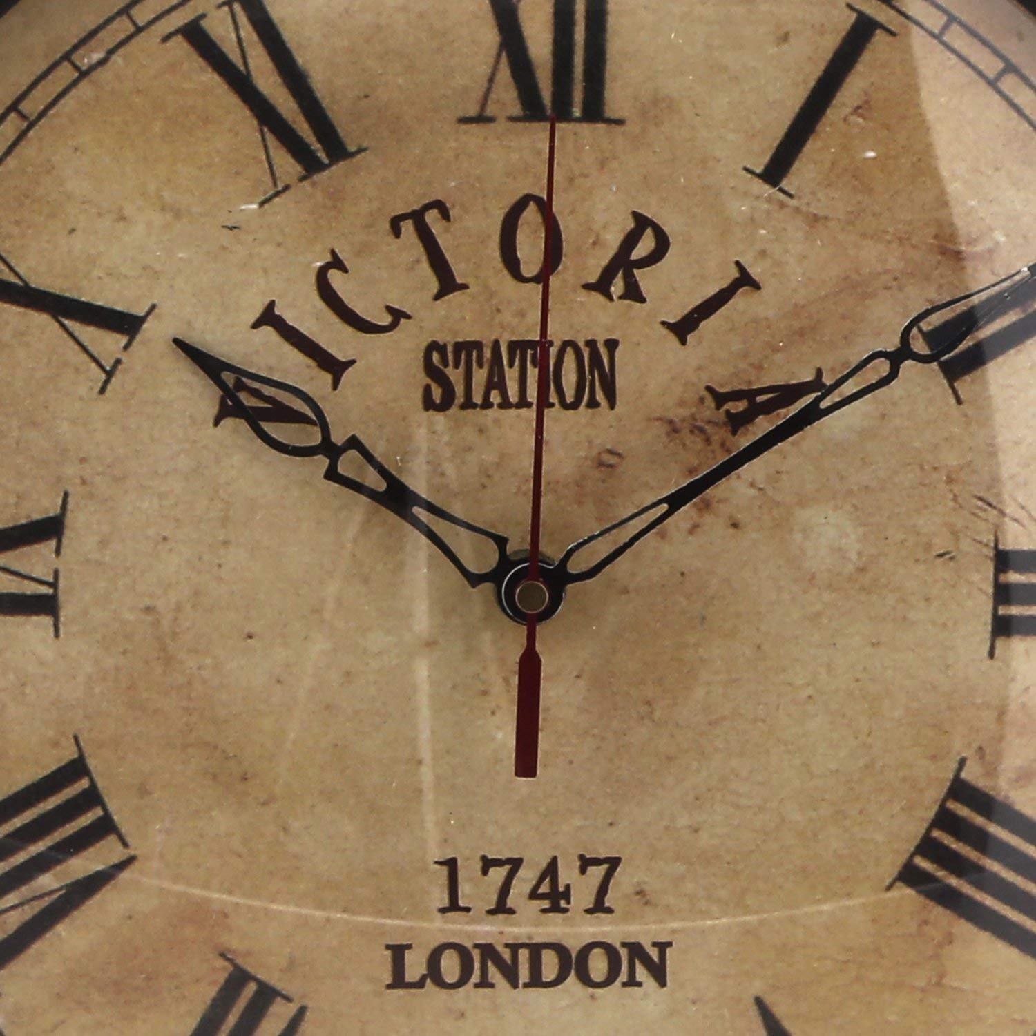 Dhani Creations Metal Dial Vintage Antique Station Double Sided Wall Clock for Home - 10 inch, (Black)