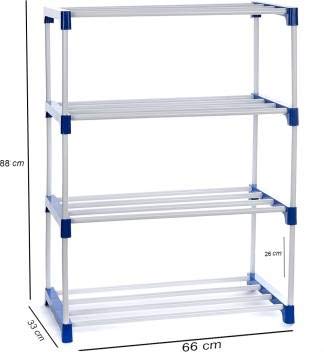 Dhani Creations Adjustable 4-Tier Shoe Rack Organizer with Wheels | Multipurpose Storage, Easy to Assemble | Space Saving Portable Stand for Home, Office, Indoor & Outdoor Use