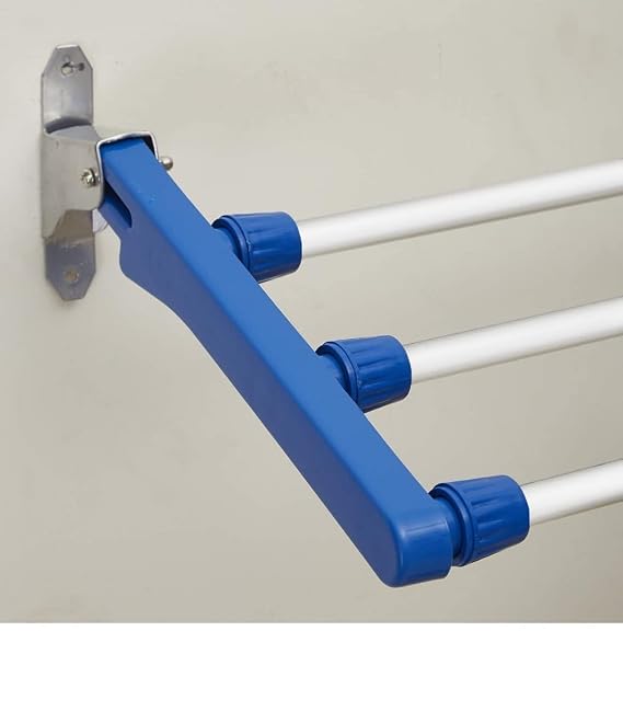 Dhani Creations Mild Steel Wall Mounted Foldable Drying Rack Stand - 3 Pipe X 2 Feet/24 inches (Blue, 2 feet 8 inches)(Alloy Steel)
