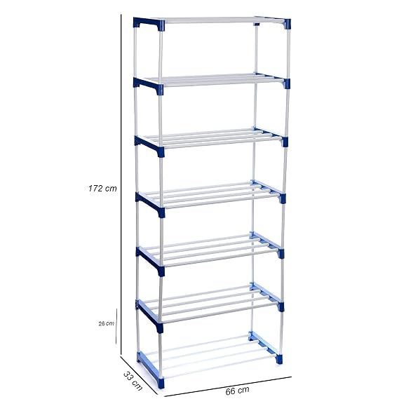 Dhani Creations Adjustable 7-Tier Shoe Rack Organizer with Wheels | Multipurpose Storage, Easy to Assemble | Space Saving Portable Stand for Home, Office, Indoor & Outdoor Use
