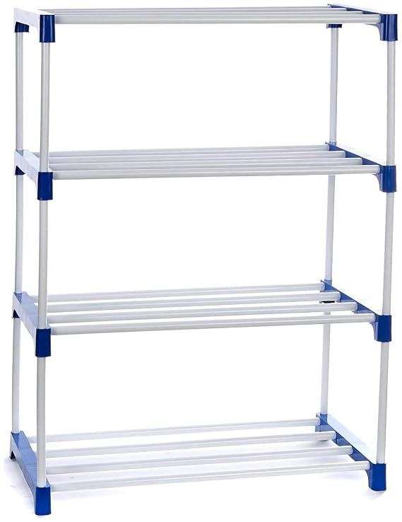 Dhani Creations Adjustable 4-Tier Shoe Rack Organizer with Wheels | Multipurpose Storage, Easy to Assemble | Space Saving Portable Stand for Home, Office, Indoor & Outdoor Use