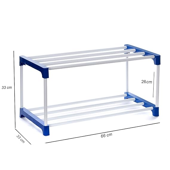 Dhani Creations Adjustable 2-Tier Shoe Rack Organizer with Wheels | Multipurpose Storage, Easy to Assemble | Space Saving Portable Stand for Home, Office, Indoor & Outdoor Use