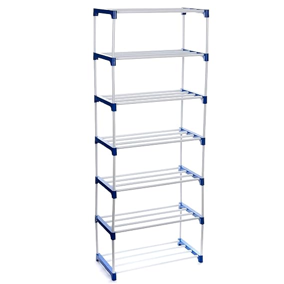 Dhani Creations Adjustable 7-Tier Shoe Rack Organizer with Wheels | Multipurpose Storage, Easy to Assemble | Space Saving Portable Stand for Home, Office, Indoor & Outdoor Use