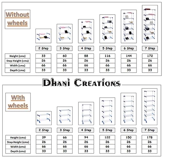 Dhani Creations Adjustable 4-Tier Shoe Rack Organizer with Wheels | Multipurpose Storage, Easy to Assemble | Space Saving Portable Stand for Home, Office, Indoor & Outdoor Use